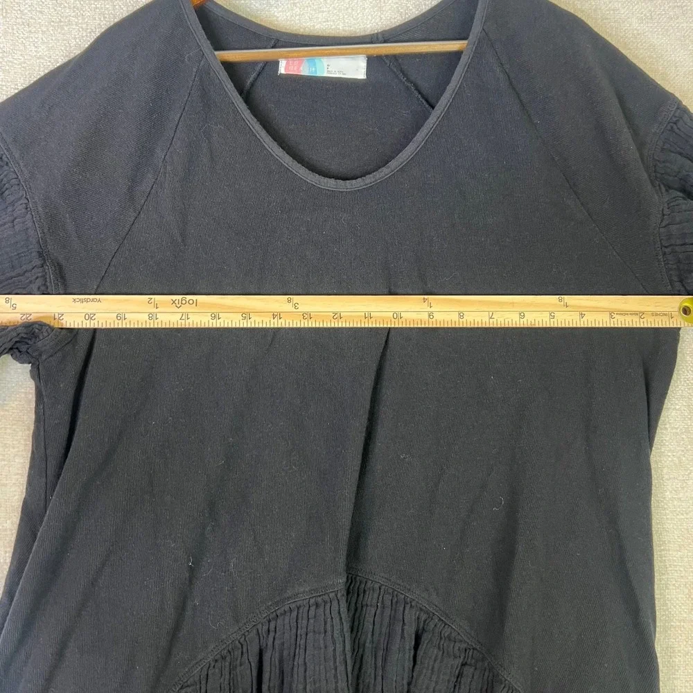 Free People Beach Black Cotton Gauze Bell Sleeve Tiered Babydoll Dress Small